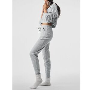 Alo Heather Grey Sweatsuit - Muse Sweatpant & Hoodie, Size Small